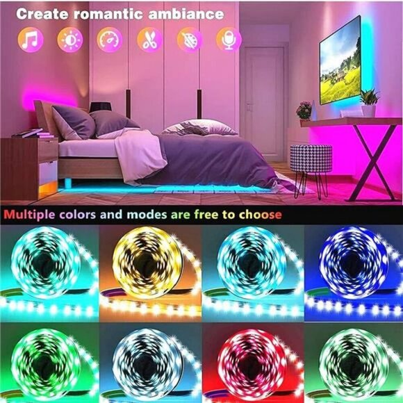 Tenmiro Led Lights for Bedroom 100ft (2 Rolls of 50ft) Music Sync Color Lights - Picture 5 of 8
